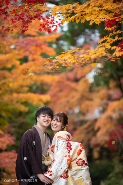 新潟県三条市　長岡市　新潟市　結婚式場　ウェディングフォト　前撮り 出張　紅葉　打掛　和装　秋