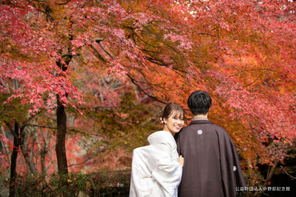 新潟県三条市　長岡市　新潟市　結婚式場　ウェディングフォト　前撮り 出張　紅葉　打掛　和装　秋