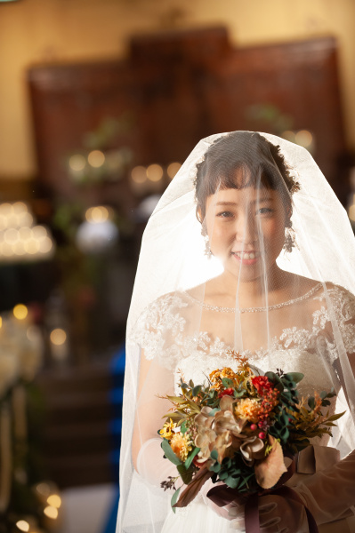 新潟県三条市　新潟市　長岡市　結婚式場　花嫁さま　　結婚式　　ドレス　ヘア小物　ヘアアレンジ　ショートヘア