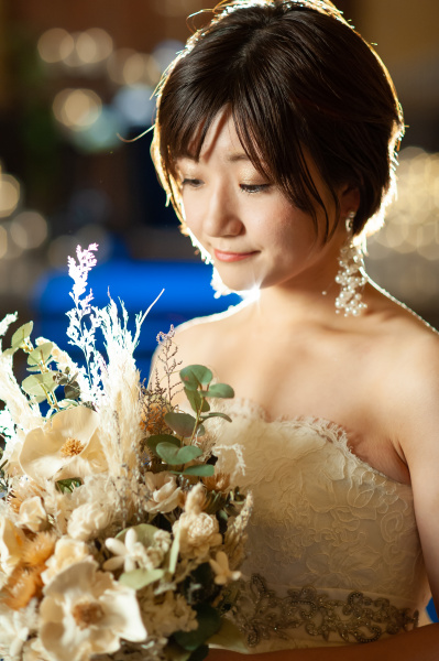 新潟県三条市　新潟市　長岡市　結婚式場　花嫁さま　　結婚式　　ドレス　ヘア小物　ヘアアレンジ　ショートヘア