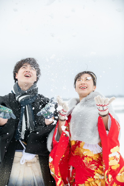 新潟県三条市　長岡市　新潟市　結婚式場　ウェディング　フォト　雪　冬　撮影　前撮り　