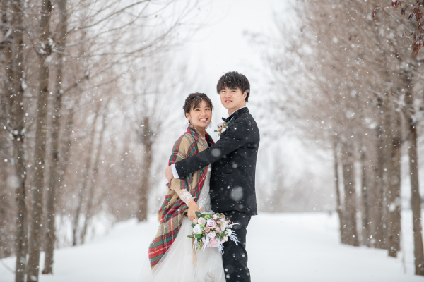 新潟県三条市　長岡市　新潟市　結婚式場　ウェディング　フォト　雪　冬　撮影　前撮り　