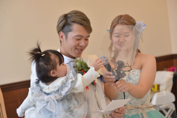 新潟県三条市　長岡市　新潟市　結婚式場　ウェディングパーティー ウェディングドレス　カラードレス　パパママキッズ婚　家族婚