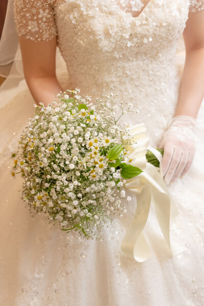 新潟県三条市　結婚式　見附市　長岡市　ブーケ　ウェディングドレス　カラードレス　生花