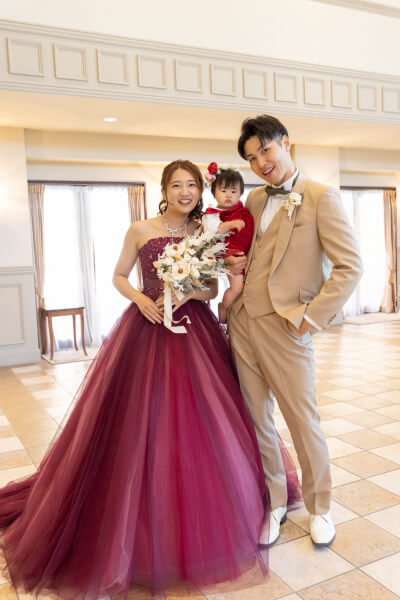 新潟県三条市　長岡市　新潟市　結婚式場　パパママキッズ婚　前撮り　フォト撮影　前撮影　ウェディングパーティー　 ウェディングドレス　チャペル挙式　カラードレス