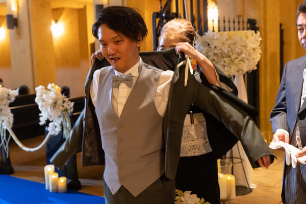 新潟県三条市　長岡市　新潟市　結婚式場　チャペル内人前式　ウェディングドレス　 前撮り　ジャケットセレモニー