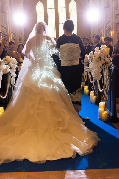 新潟県三条市　長岡市　新潟市　結婚式場　チャペル内人前式　ウェディングドレス　 前撮り　ジャケットセレモニー