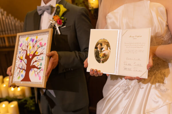 新潟県三条市　長岡市　新潟市　結婚式場　チャペル内人前式　ウェディングドレス　 前撮り　ジャケットセレモニー　ウェディングツリー証明書