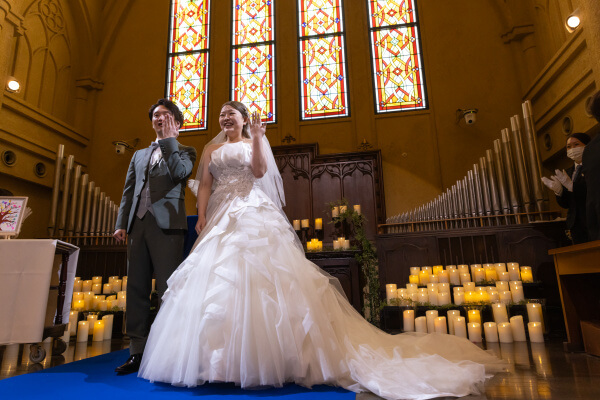 新潟県三条市　長岡市　新潟市　結婚式場　チャペル内人前式　ウェディングドレス　 前撮り　ジャケットセレモニー