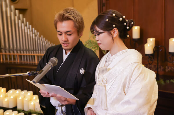 新潟県三条市　長岡市　新潟市　結婚式場　チャペル内人前式　和装　