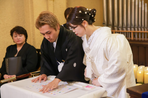 新潟県三条市　長岡市　新潟市　結婚式場　チャペル内人前式　和装　