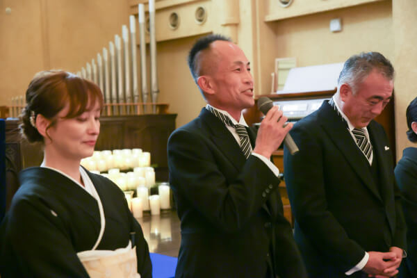 新潟県三条市　長岡市　新潟市　結婚式場　チャペル内人前式　ウェディングドレス　ファーストミート