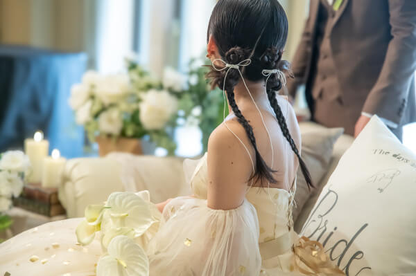 新潟県三条市　長岡市　新潟市　結婚式場　ウェディングドレス 　カラードレス　披露宴　花嫁ヘア　ヘアスタイル　洋装