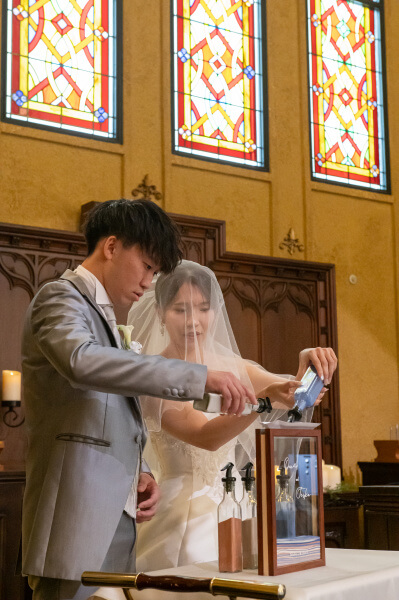 新潟県三条市　長岡市　新潟市　結婚式場　ウェディングドレス 　人前挙式　ベールダウン　サンドセレモニー